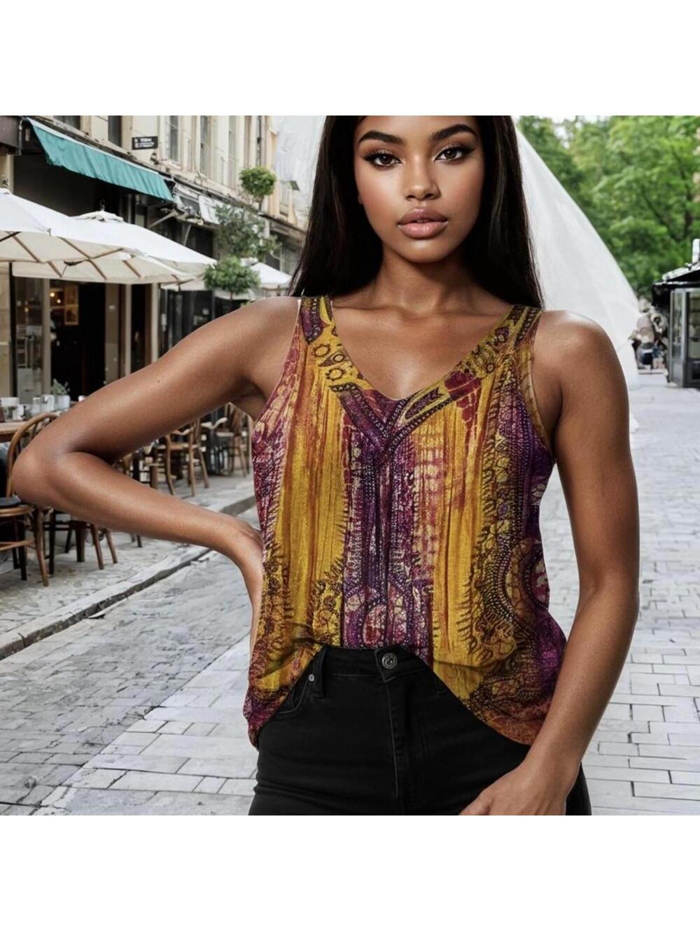 Women's Multi and Black Vests-tanks-cami
